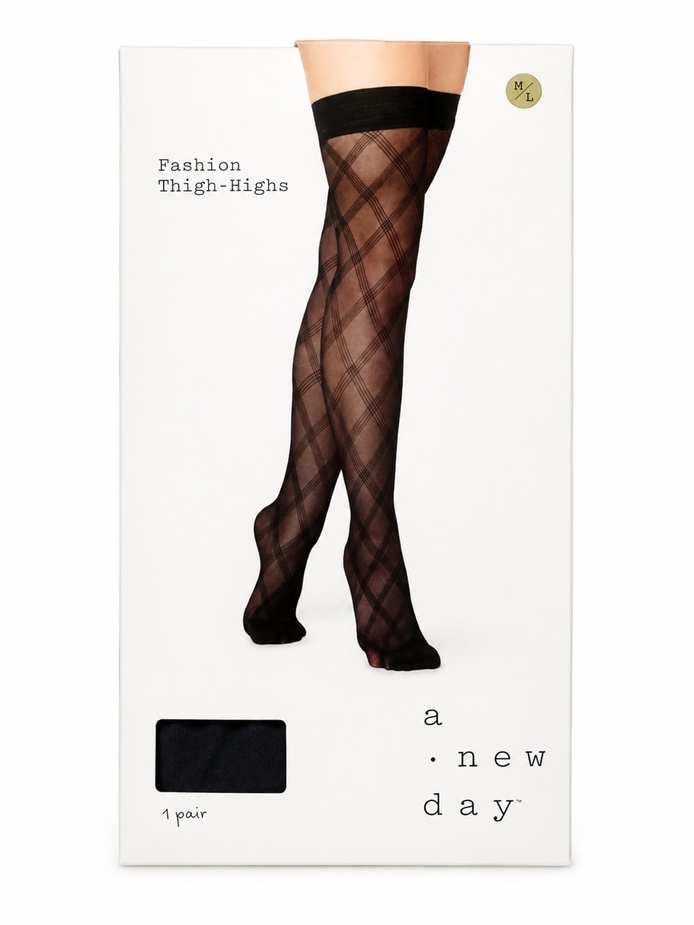 a new day Black Plaid Sheer Thigh-Highs